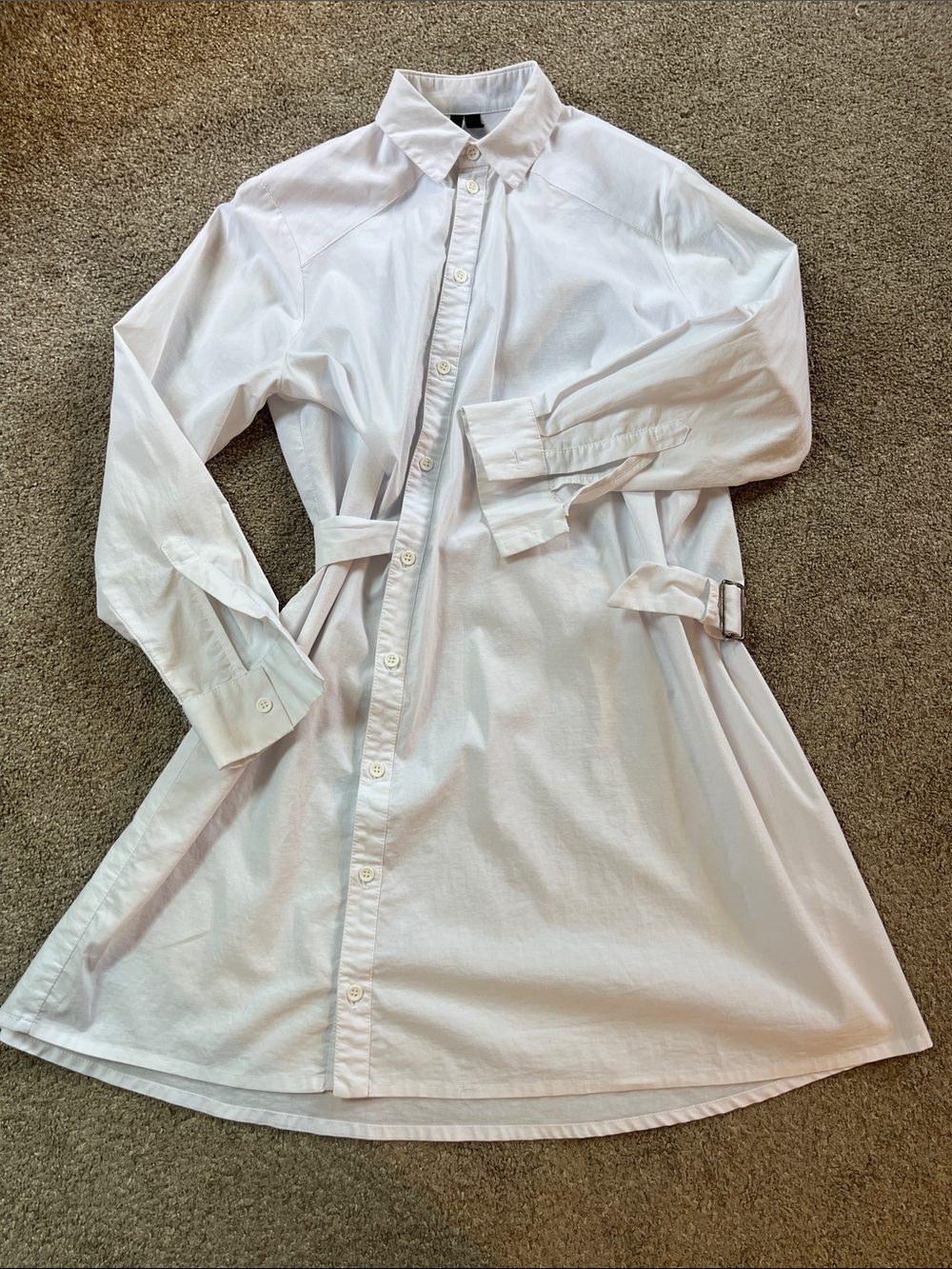 ⚜️👑TOPSHOP Made United Kingdom RARE Asymmetrical Shirtdress White Mod SzS